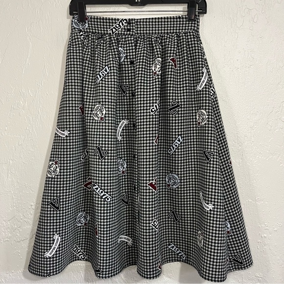 Zara Gingham Varsity School Button Down Skirt Size S - Picture 3 of 11